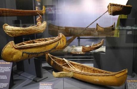 Scale model canoes at Harvard?s Peabody Museum.
